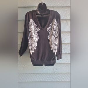 Black/ White Angel Wing Back Sweater